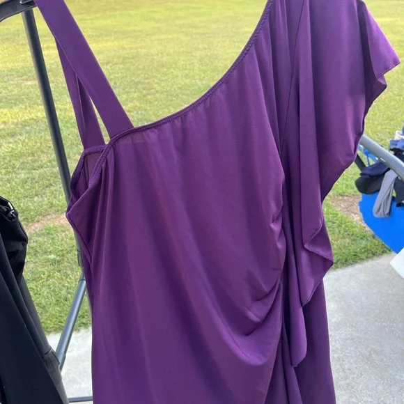Elegant One-Shoulder Purple Blouse - Picture 1 of 5